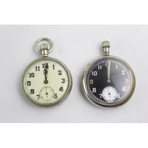 1095 - Two vintage military issued mechanical pocket watches, one stamped GS/TP 029230 to reverse and one A... 