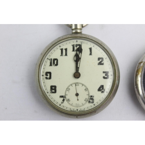 1095 - Two vintage military issued mechanical pocket watches, one stamped GS/TP 029230 to reverse and one A... 