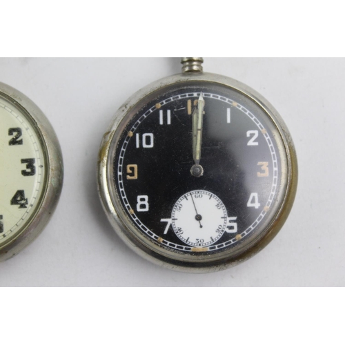 1095 - Two vintage military issued mechanical pocket watches, one stamped GS/TP 029230 to reverse and one A... 