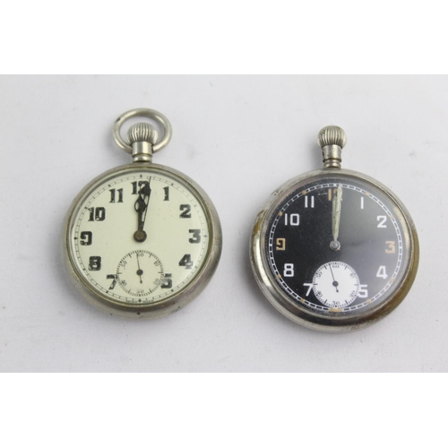 1095 - Two vintage military issued mechanical pocket watches, one stamped GS/TP 029230 to reverse and one A... 