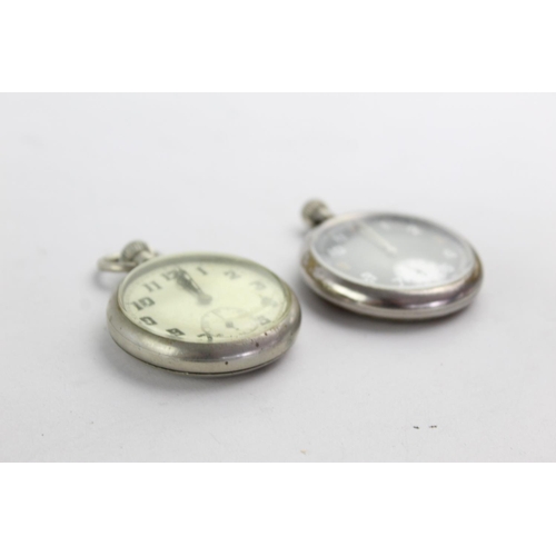 1095 - Two vintage military issued mechanical pocket watches, one stamped GS/TP 029230 to reverse and one A... 