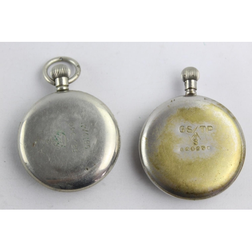 1095 - Two vintage military issued mechanical pocket watches, one stamped GS/TP 029230 to reverse and one A... 