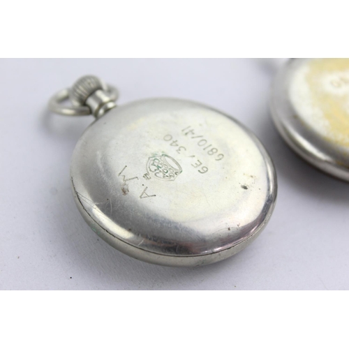 1095 - Two vintage military issued mechanical pocket watches, one stamped GS/TP 029230 to reverse and one A... 