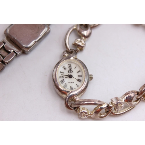 1098 - Two .925 silver quartz women's wristwatches - approx. gross weight 84 grams