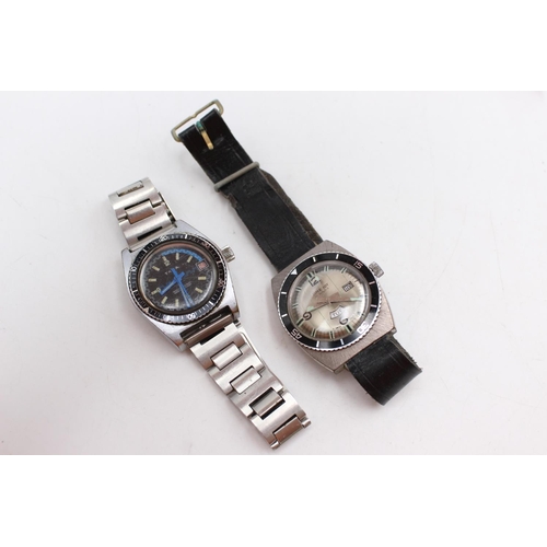 1102 - Two vintage men's mechanical wristwatches, one Tara and one Timeroy with 17 jewel movement and day a... 