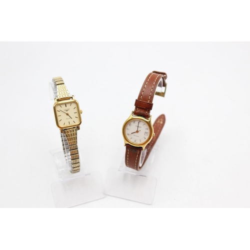 1103 - Two women's gold tone quartz wristwatches, one Longines and one Tissot