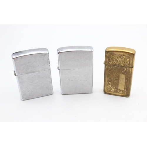 1245 - Three Zippo cigarette lighters