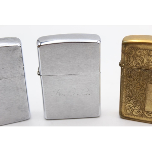 1245 - Three Zippo cigarette lighters