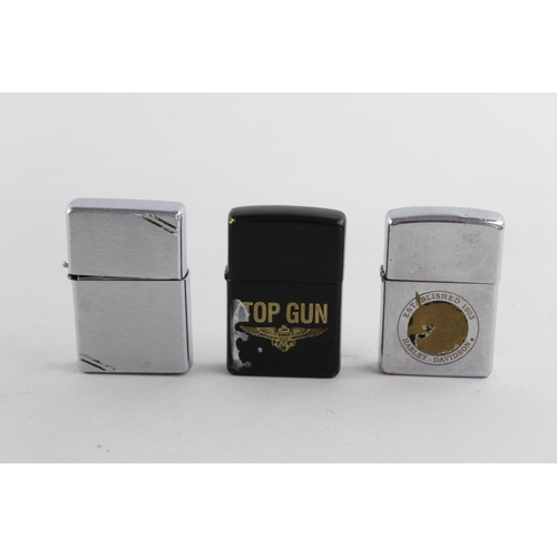 1250 - Three Zippo cigarette lighters