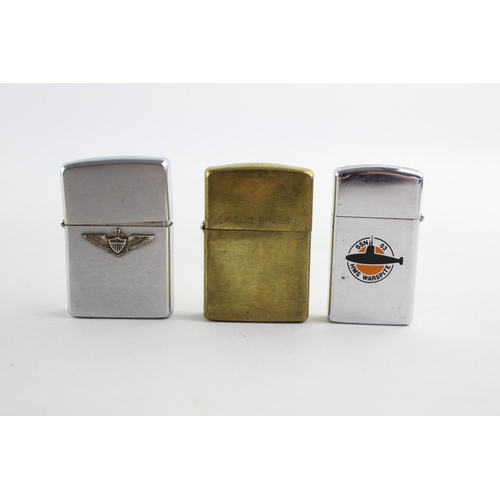 1251 - Three Zippo cigarette lighters