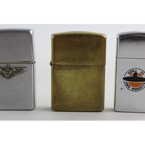 1251 - Three Zippo cigarette lighters