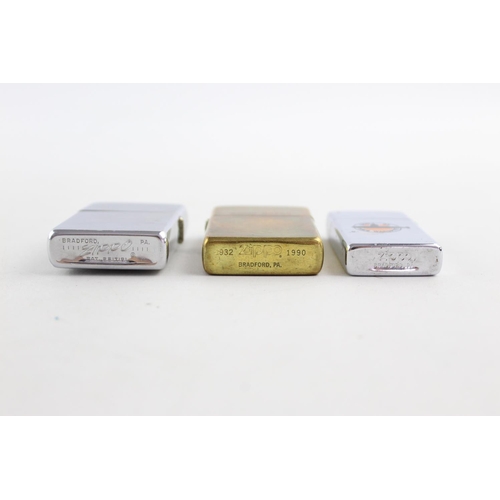 1251 - Three Zippo cigarette lighters