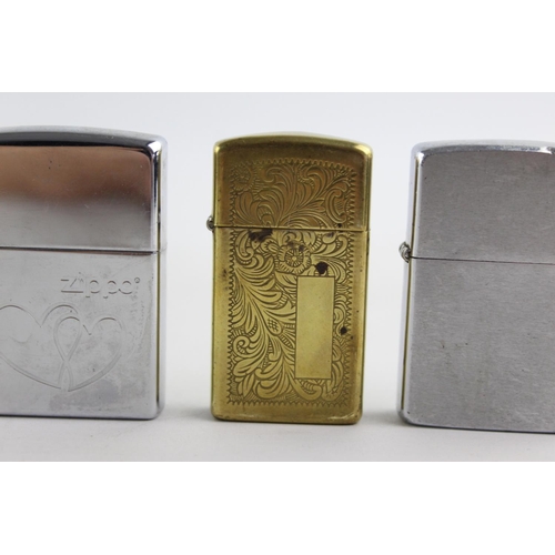 1253 - Three Zippo cigarette lighters