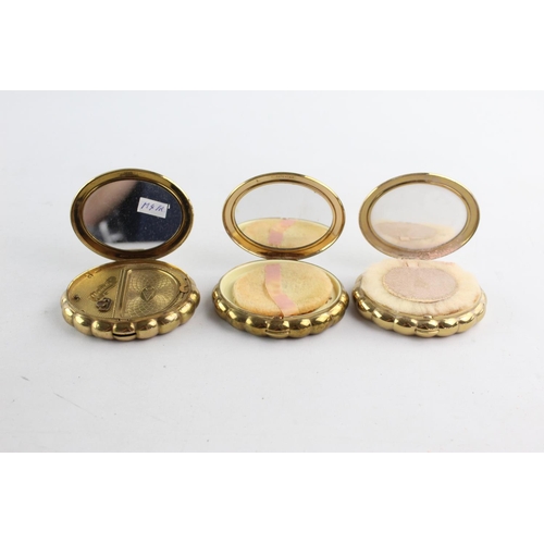 128B - Three vintage vanity powder compacts