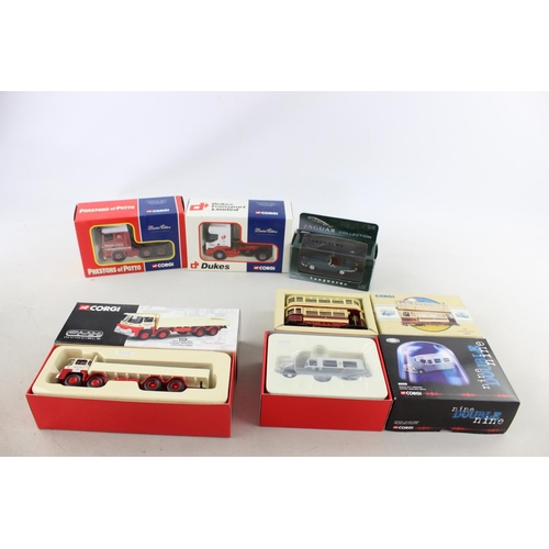 83 - Six boxed Corgi diecast model vehicles to include Prestons of Potto DAF XF Space Cab CC13208 etc.