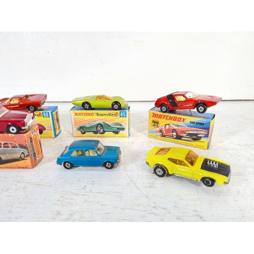 108C - Eight vintage Matchbox diecast model vehicles, six boxed and two unboxed