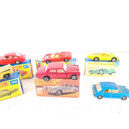 108C - Eight vintage Matchbox diecast model vehicles, six boxed and two unboxed