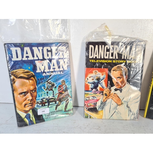 132 - Three 1960s Danger Man hardback books, two annuals and one television story books