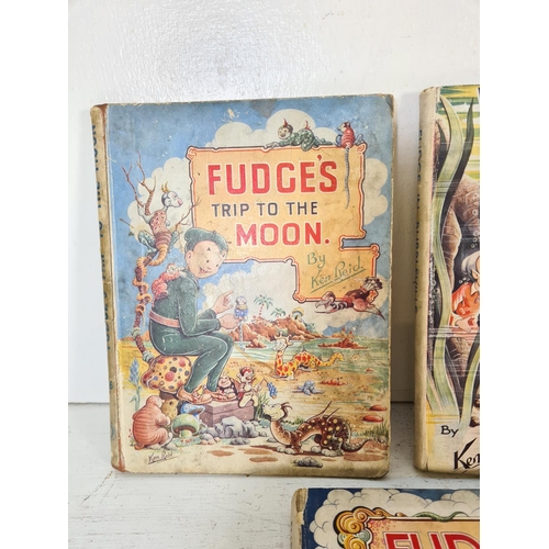 133 - Five mid 20th century books, one The Rupert book and four Fudge books by Ken Reid to include two sig... 