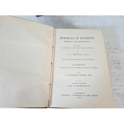 142 - Two early 20th century Memorials of Liverpool 1903 2nd edition hardback books, volume I and II