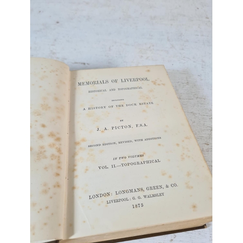 142 - Two early 20th century Memorials of Liverpool 1903 2nd edition hardback books, volume I and II