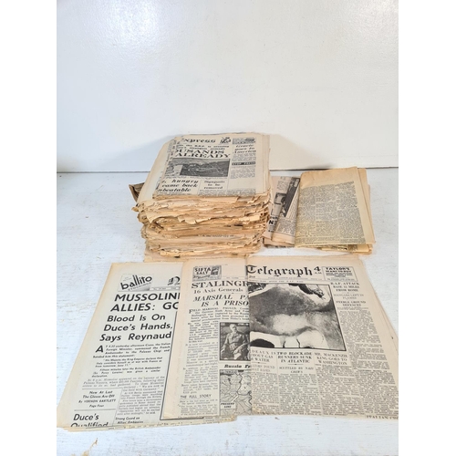 161 - A collection of WWII era newspapers to include The Daily Telegraph May 18th 1943, Daily Express July... 