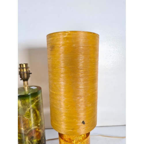 164 - Three mid 20th century shatterline resin table lamps - largest approx. 32cm high