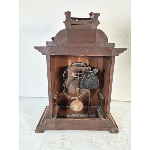 170 - A 19th century style oak cased chiming mantle clock - approx. 43cm high x 32cm wide x 17cm deep