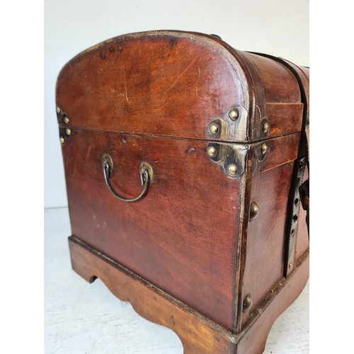 173 - A 19th century style wooden storage chest with domed top - approx. 38cm high x 49cm wide x 35cm deep