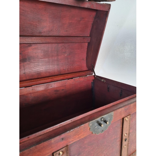 173 - A 19th century style wooden storage chest with domed top - approx. 38cm high x 49cm wide x 35cm deep