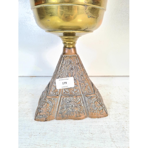 179 - A 19th century Duplex copper and brass oil lamp - approx. 56cm high