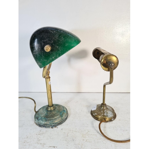 182 - Two 1920's style brass banker's desk lamps - tallest approx. 37cm high