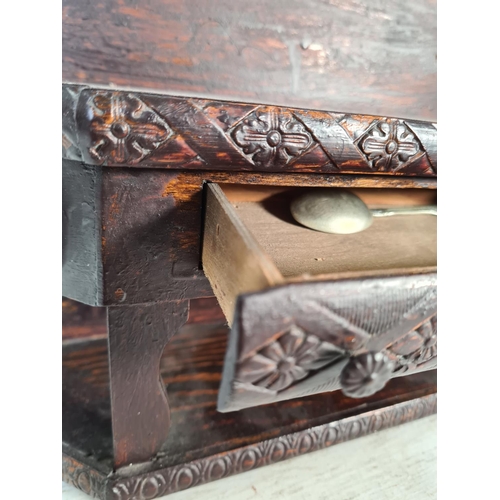 203 - A 19th century style oak miniature dresser - approx. 41cm high x 36cm wide x 11cm deep