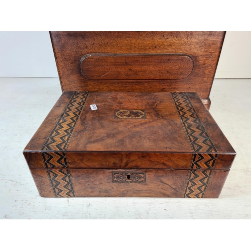 211 - Three late 19th/early 20th century boxes comprising leather cased jewellery box, inlaid walnut writi... 