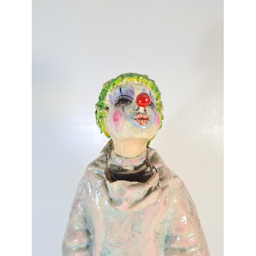 214 - A mid 20th century Mexican papier-mâché and hand painted clown figurine signed to reverse  - approx.... 