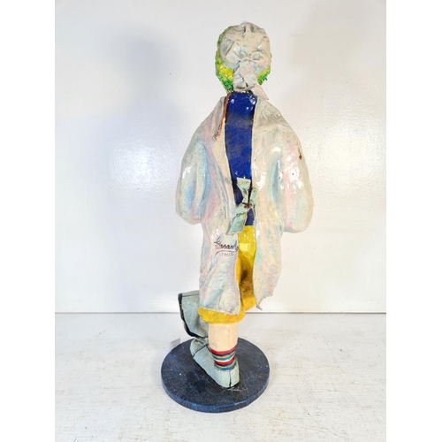 214 - A mid 20th century Mexican papier-mâché and hand painted clown figurine signed to reverse  - approx.... 