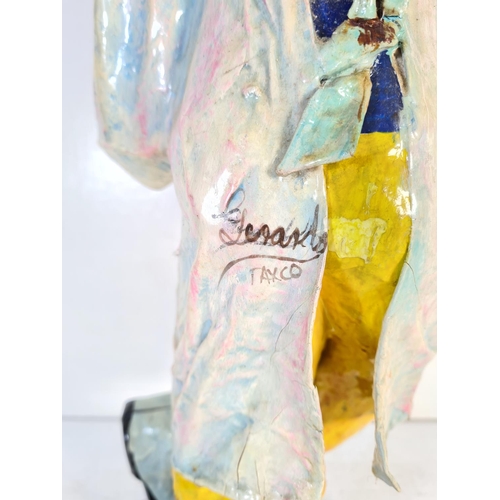 214 - A mid 20th century Mexican papier-mâché and hand painted clown figurine signed to reverse  - approx.... 