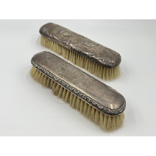 1239 - Five items of hallmarked silver comprising Birmingham hairbrush dated 1961, Birmingham hand mirror d... 