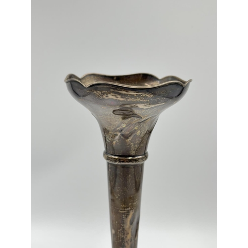 1240 - A hallmarked silver fluted vase, dated 1911 - approx. 25cm high and gross weight 306 grams