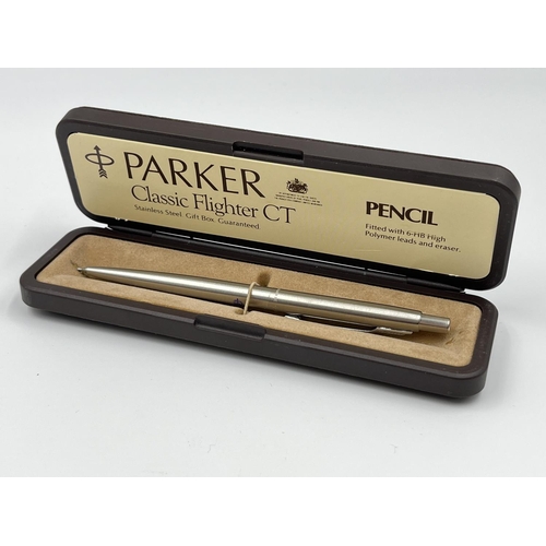 1242 - Two boxed propelling pencils, one Yard-O-Led rolled silver and one Parker Classic Flighter CT