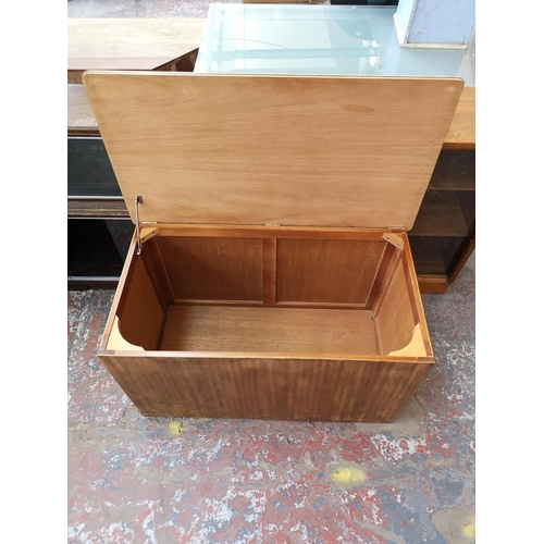 240 - Three pieces of mid 20th century furniture comprising plywood blanket box - approx. 52cm high x 91cm... 