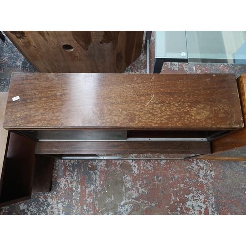 240 - Three pieces of mid 20th century furniture comprising plywood blanket box - approx. 52cm high x 91cm... 