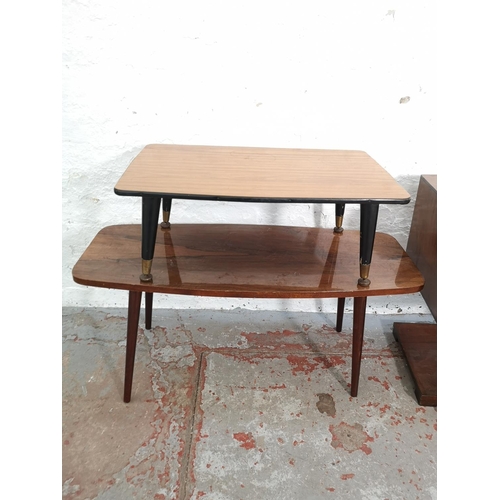 241 - Four pieces of mid 20th century occasional furniture comprising simulated rosewood coffee table - ap... 