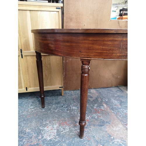 246 - A 19th century mahogany demi lune console table - approx. 73cm high x 121cm wide x 56cm deep