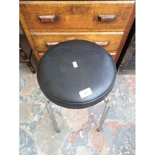 249 - Five black leatherette and chrome plated stacking stools