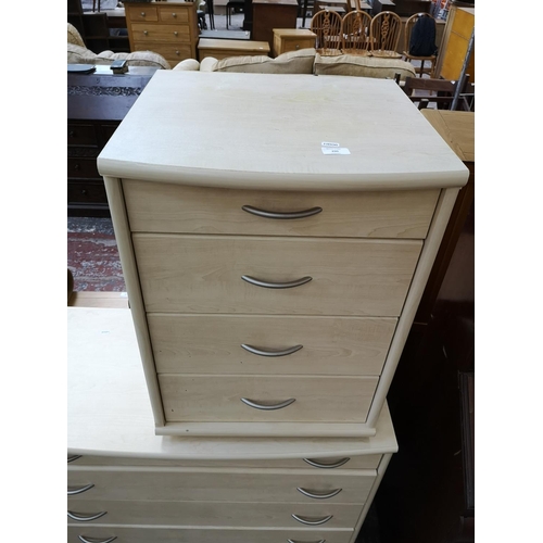 290 - A modern ash effect chest of five drawers - approx. 84cm high x 94cm wide x 44cm deep and matching b... 