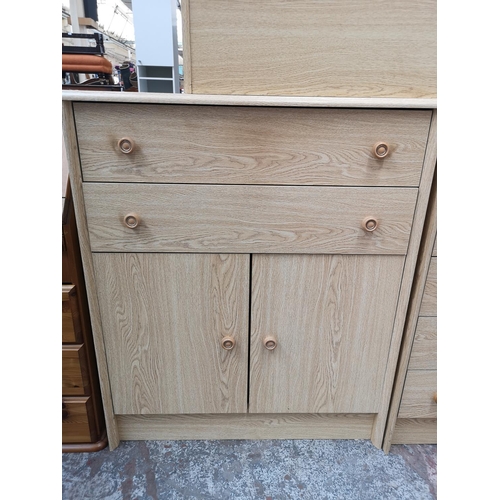 312 - Three pieces of modern oak effect furniture comprising chest of five drawers - approx. 94cm high x 7... 