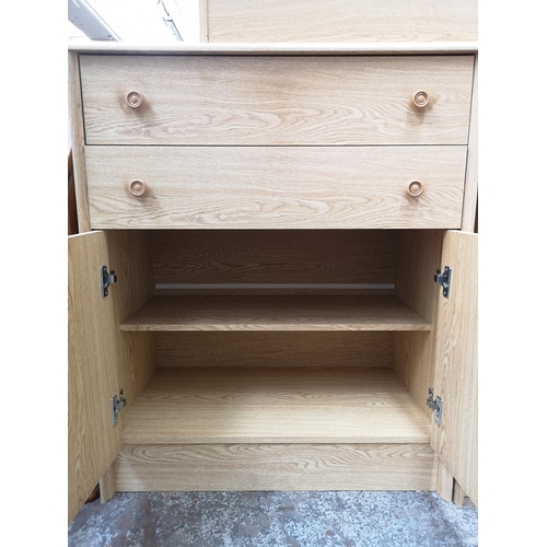 312 - Three pieces of modern oak effect furniture comprising chest of five drawers - approx. 94cm high x 7... 