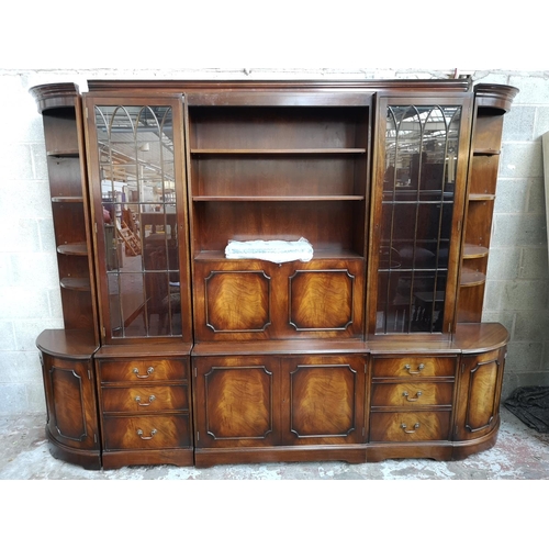 339 - A large Bevan Funnell Reprodux mahogany wall unit - approx. 211cm high x 300cm wide x 47cm deep