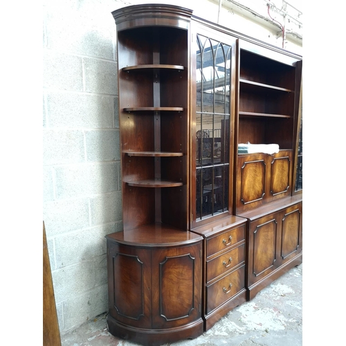 339 - A large Bevan Funnell Reprodux mahogany wall unit - approx. 211cm high x 300cm wide x 47cm deep